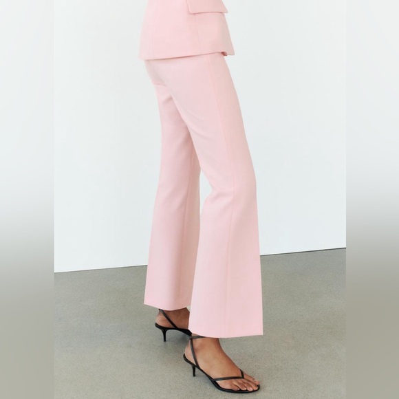Zara Women’s Full Length Flared Pants Size Medium Pink High Rise‎ - Picture 2 of 16